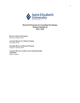 Doctoral Program in Counseling Psychology Student Handbook 2021–2022
