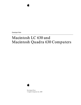 Macintosh LC 630 and Macintosh Quadra 630 Computers