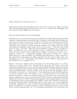 H-France Review Vol. 19 (May 2019), No. 80 Martine Reid, George Sand