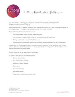 In Vitro Fertilization (IVF) Page 1 of 11