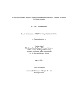 Collective Territorial Rights of the Indigenous Peoples of Mexico: a Path to Increased Self-Determination