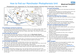 How to Find Our Manchester Photopheresis Unit
