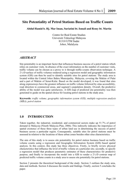 Site Potentiality of Petrol Stations Based on Traffic Counts � Abdul Hamid B