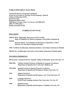 Pablo Pintado-Casas, Ph.D. Curriculum Vitae