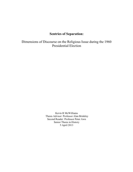 Dimensions of Discourse on the Religious Issue During the 1960 Presidential Election