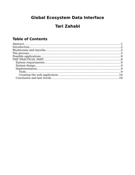 Global Ecosystem Data Interface Tari Zahabi