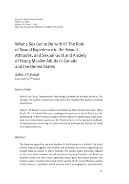 What's Sex Got to Do with It? the Role of Sexual Experience in the Sexual