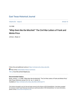 The Civil War Letters of Frank and Mintie Price