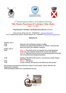 2 International Show of Tradition Driving Villa Manin, Passariano Di