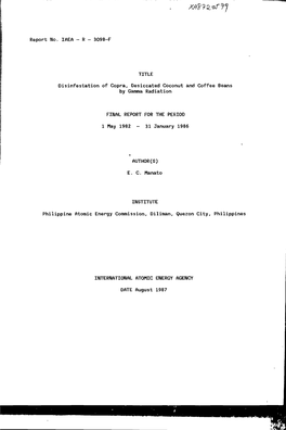 Disinfestation of Copra, Desiccated Coconut and Coffee Beans by Gamma Radiation