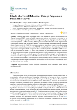 Effects of a Travel Behaviour Change Program on Sustainable Travel