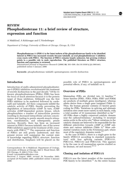 Phosphodiesterase 11: a Brief Review of Structure, Expression and Function