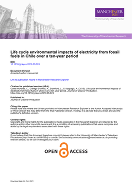 Environmental Impaccts of Fossil Fuel Electricity in Chile