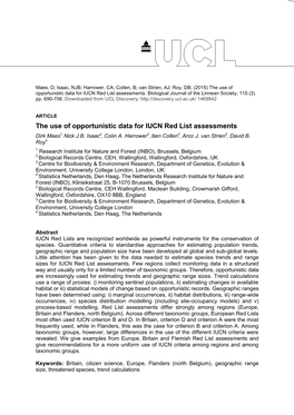 The Use of Opportunistic Data for IUCN Red List Assessments