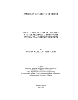 Energy Attributes Certificates: a Novel Mechanism to Support Energy Transition in Lebanon