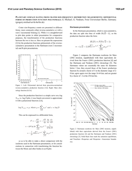 FORMS of PRODUCTION FUNCTION POLYNOMIALS. G. Michael, G. Neukum, Freie Universitaet Berlin, Germany. (Gregory.Michael-At-Fu-Berlin.De)