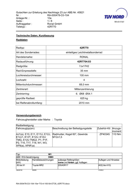 Gutachten Zur Erteilung Des Nachtrags 23 Zur ABE-Nr