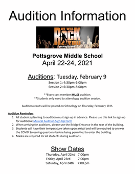 Audition Information