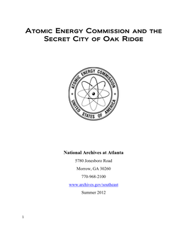 Atomic Energy Commission and the Secret City of Oak Ridge