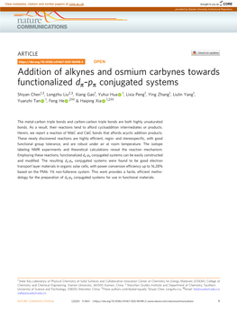 Addition of Alkynes and Osmium Carbynes Towards Functionalized Dï