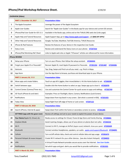 19-02-19 Iphone:Ipad Workshop Reference Sheet