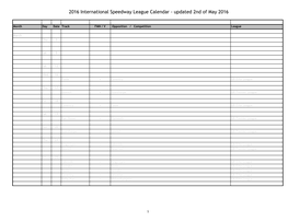 2016 International Speedway League Calendar - Updated 2Nd of May 2016