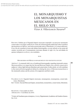 EL MONARQUISMO Y LOS MONARQUISTAS MEXICANOS EN EL SIGLO XIX Víctor A