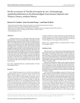 On the Occurrence of Vinctifer Ferrusquiai Sp. Nov. (Actinopterygii