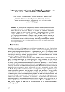 Influence of Age, Gender and Sample Duration on the Charisma Assessment of German Speakers