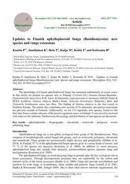 Basidiomycota): New Species and Range Extensions