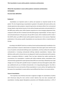 Exacerbation in Severe Asthma Patients: Mechanisms and Biomarkers