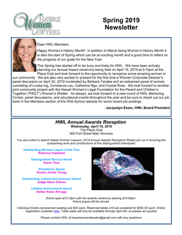 Spring 2019 Newsletter