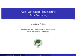 Web Application Engineering Data Modeling