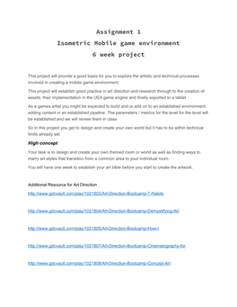 Assignment 1 Isometric Mobile Game Environment 6 Week Project