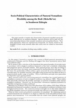 Socio-Political Characteristics of Pastoral Nomadism