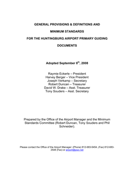 Huntingburg Airport Primary Guiding Documents