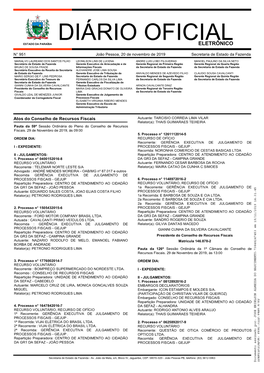 Diário Oficial Estado Da Paraíba Eletrônico