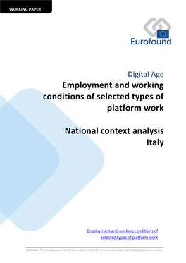 Employment and Working Conditions of Selected Types of Platform Work