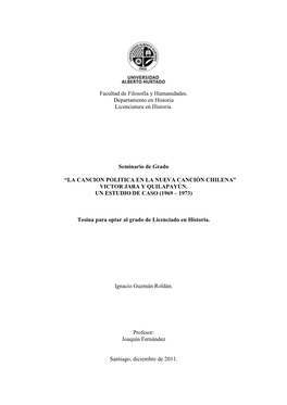 La Cancion Politica En La Nueva Canción Chilena” Victor Jara Y Quilapayún