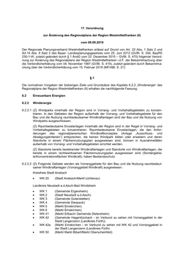 17. Verordnung Zur Änderung Des Regionalplans Der Region