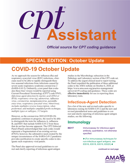 CPT Assistant Guide: Coronavirus (SARS-Cov-2); October 2020