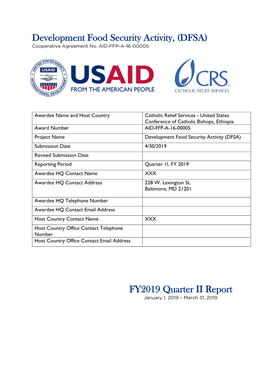 Development Food Security Activity, (DFSA) FY2019 Quarter II Report