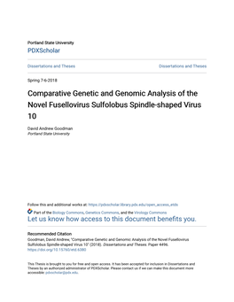 Comparative Genetic and Genomic Analysis of the Novel Fusellovirus Sulfolobus Spindle-Shaped Virus 10