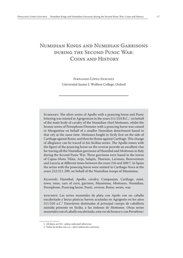 Numidian Kings and Numidian Garrisons During the Second Punic War: Coins and History 17