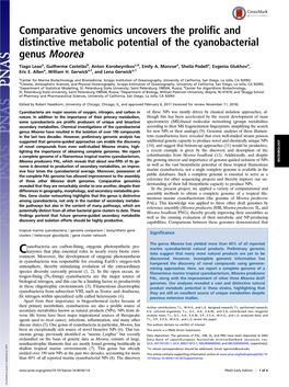 Comparative Genomics Uncovers the Prolific and Distinctive Metabolic Potential of the Cyanobacterial Genus Moorea