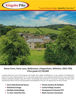 Home Farm, Harts Lane, Biddestone, Chippenham, Wiltshire, SN14 7DQ Price Guide £2,750,000