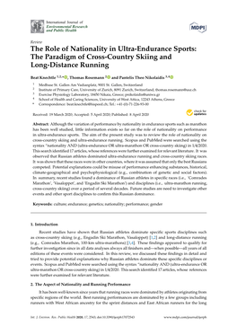 The Role of Nationality in Ultra-Endurance Sports: the Paradigm of Cross-Country Skiing and Long-Distance Running