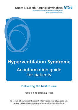 Hyperventilation Syndrome an Information Guide for Patients