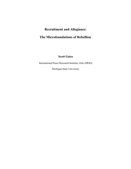 Recruitment and Allegiance: the Microfoundations of Rebellion