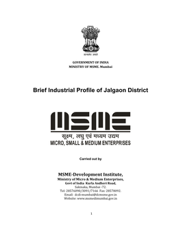 Brief Industrial Profile of Jalgaon District
